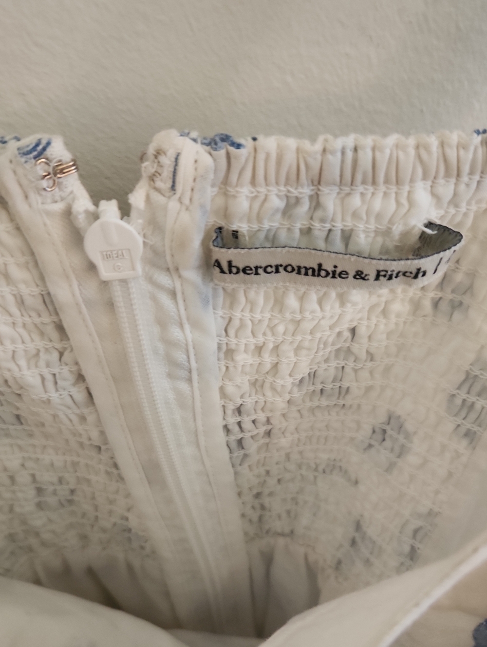 Abercrombie & Fitch Linen Lined Coastal Lobster Sea Mini Blue White Dress XLP - Picture 8 of 11